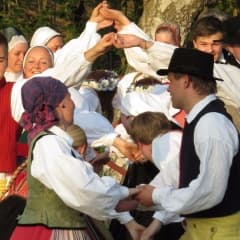 Prova på folkdans med Skansens folkdanslag