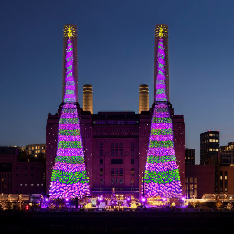 See David Hockney's Bigger Christmas Trees Artwork at Battersea Power Station