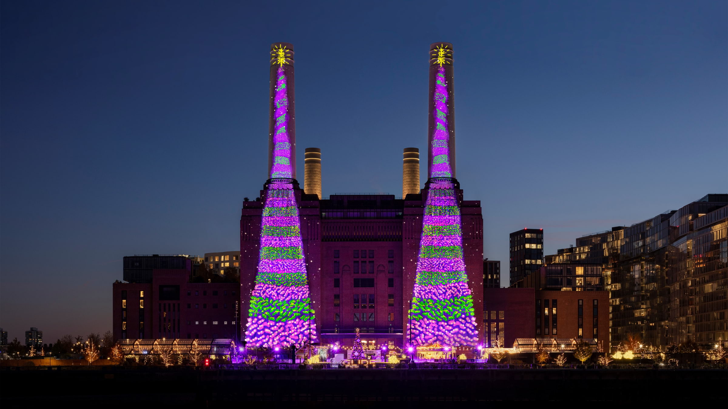See David Hockney's Bigger Christmas Trees Artwork at Battersea Power Station