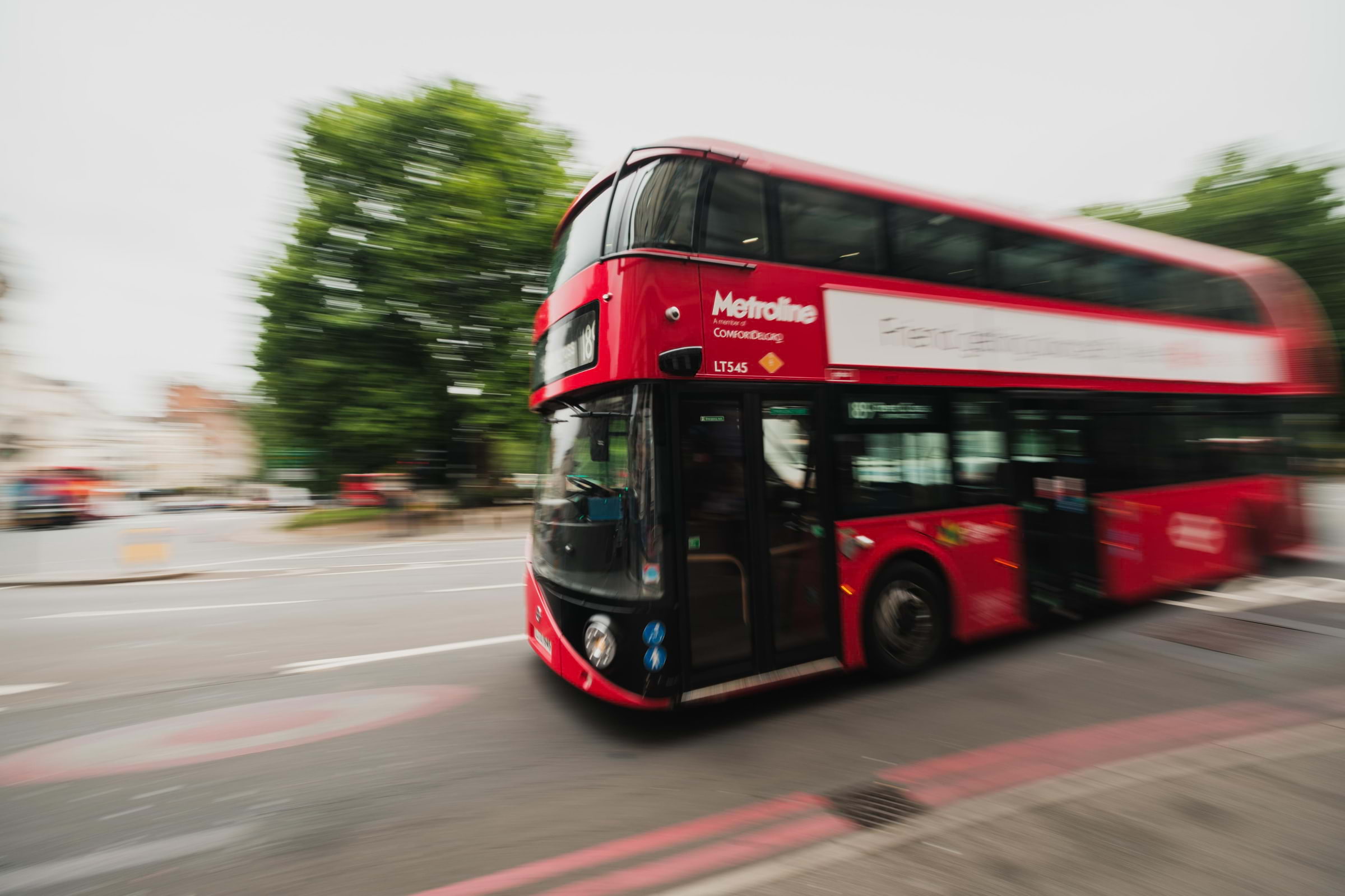 A red double-decker bus in London