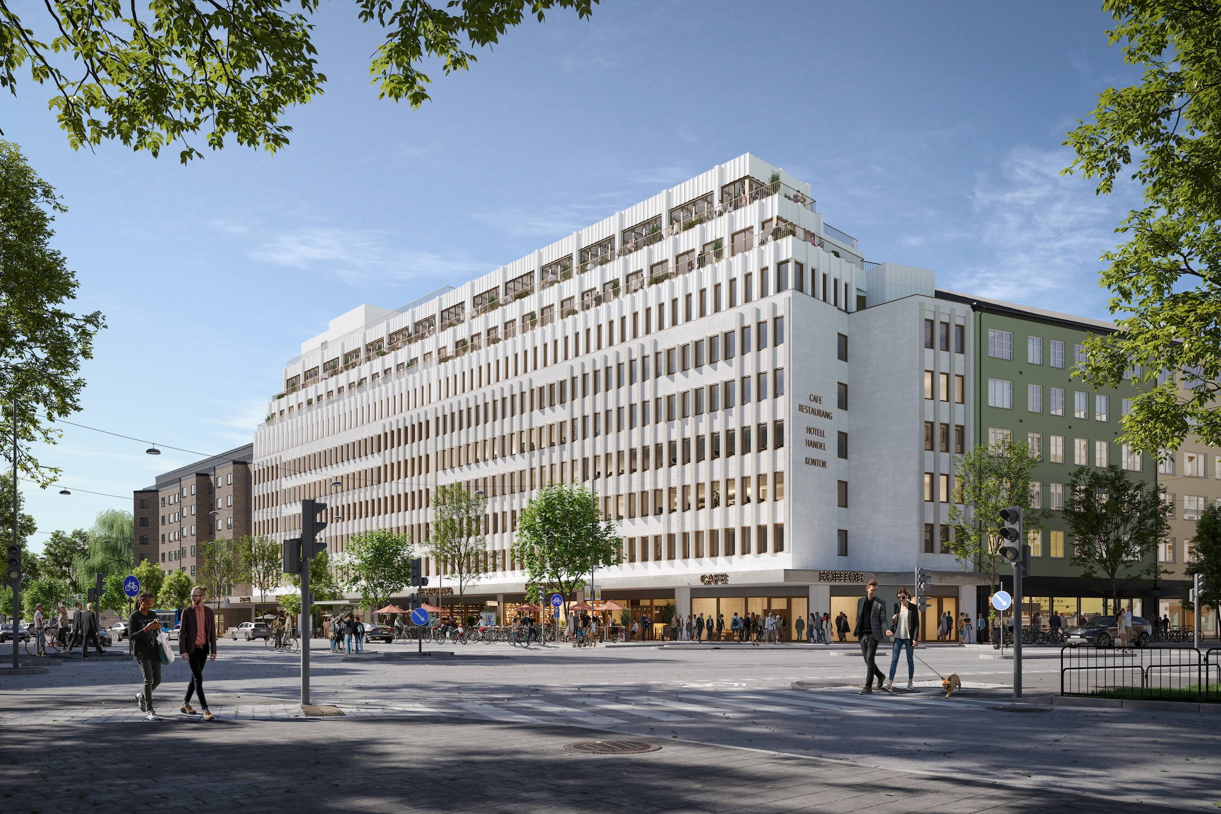 Hotellet kommer att ta plats i hörnet Drottningsholmsvägen/Sankt Eriksgatan. Illustration: Alecta Fastigheter