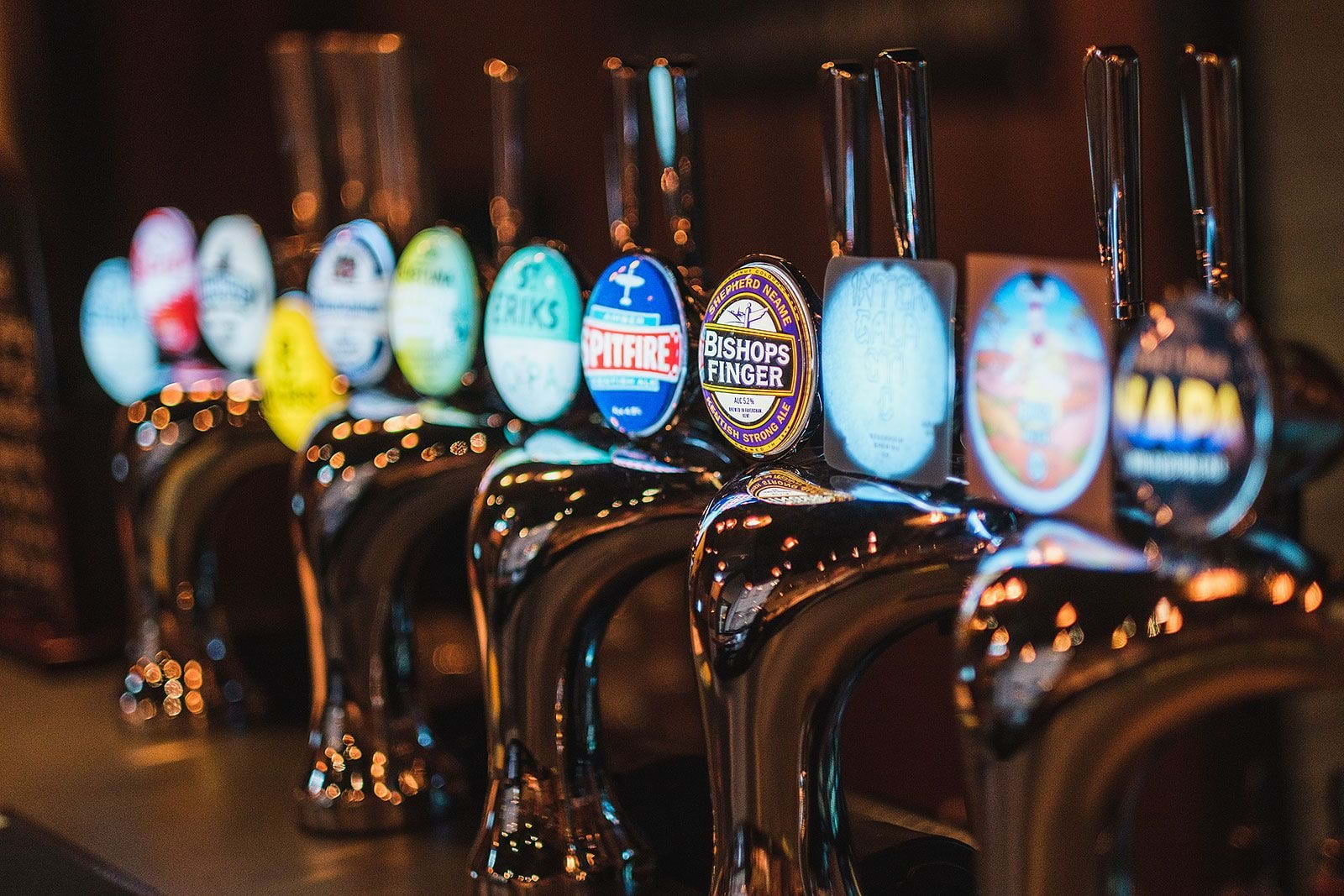 Beer taps in a pub