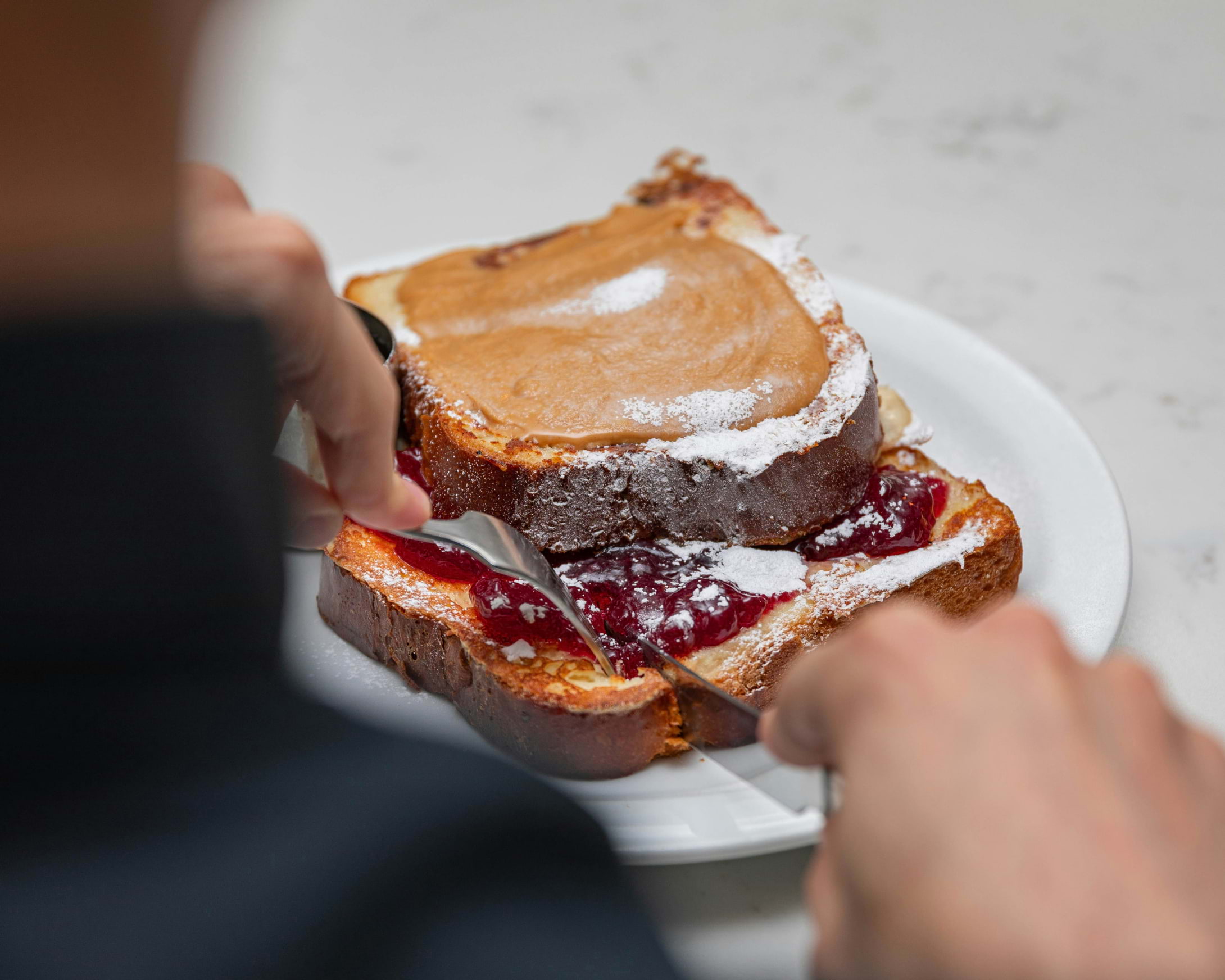 A peanut butter and jam sandwich