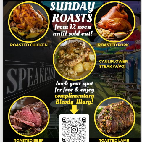 For a limited time, enjoy a Sunday roast with a complimentary Bloody Mary