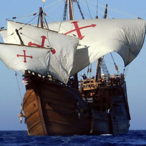 A full-scale replica of Columbus's ship is docking by Tower Bridge this spring