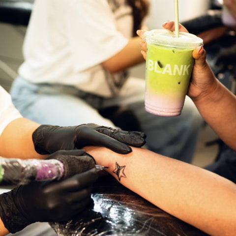 Get a free tattoo with your iced matcha at this Blank Street pop-up