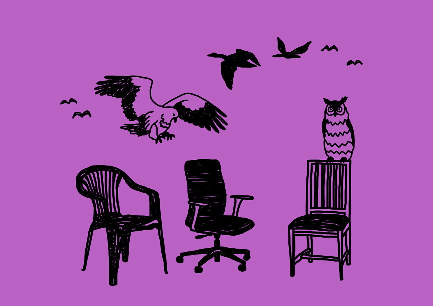 Fåglar och Stolar på Röda Sten Konsthall