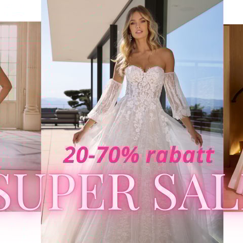 Super sale av brudklänningar: 20-70% rabatt