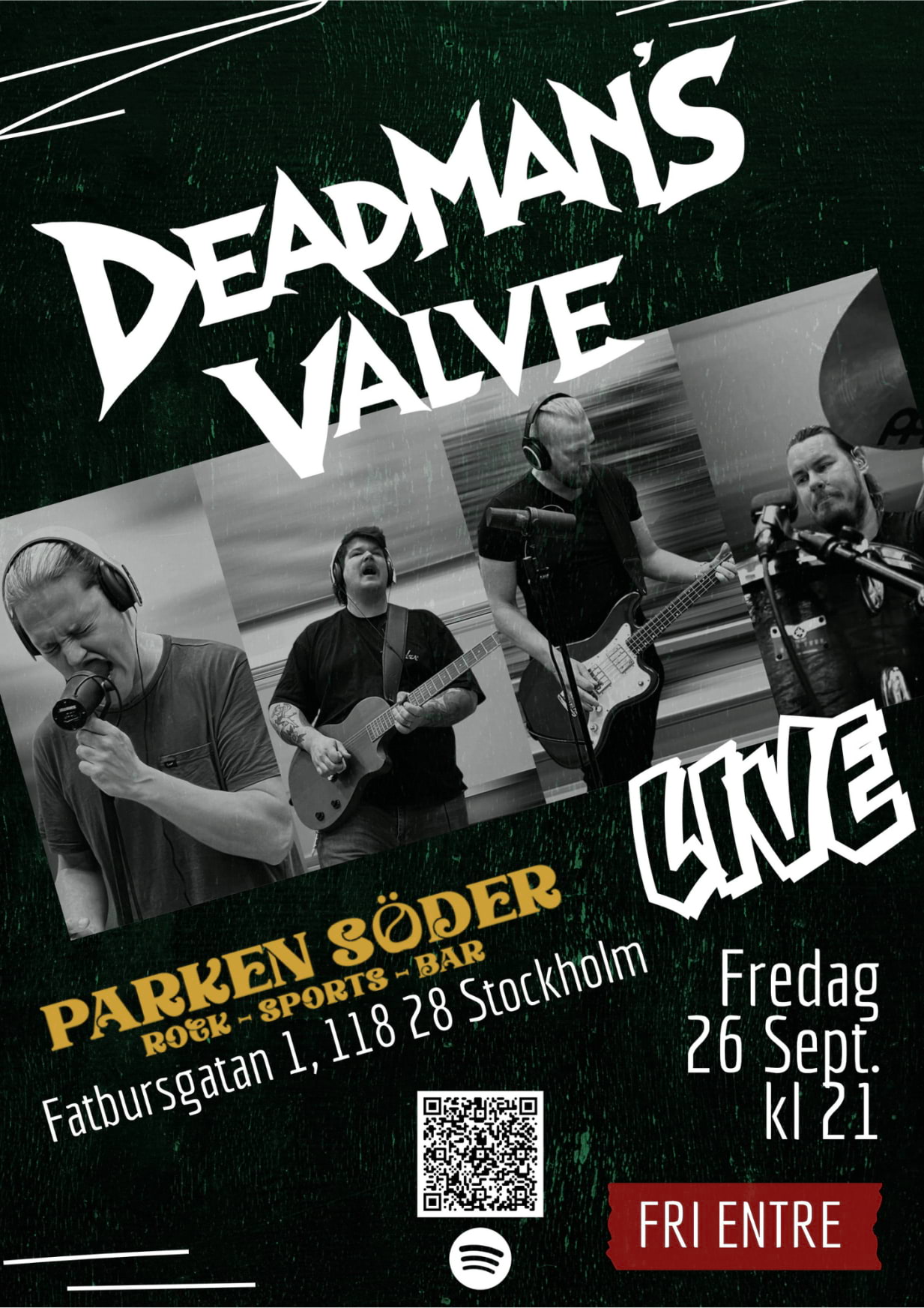 Deadman's Valve kommer till Parken Söder