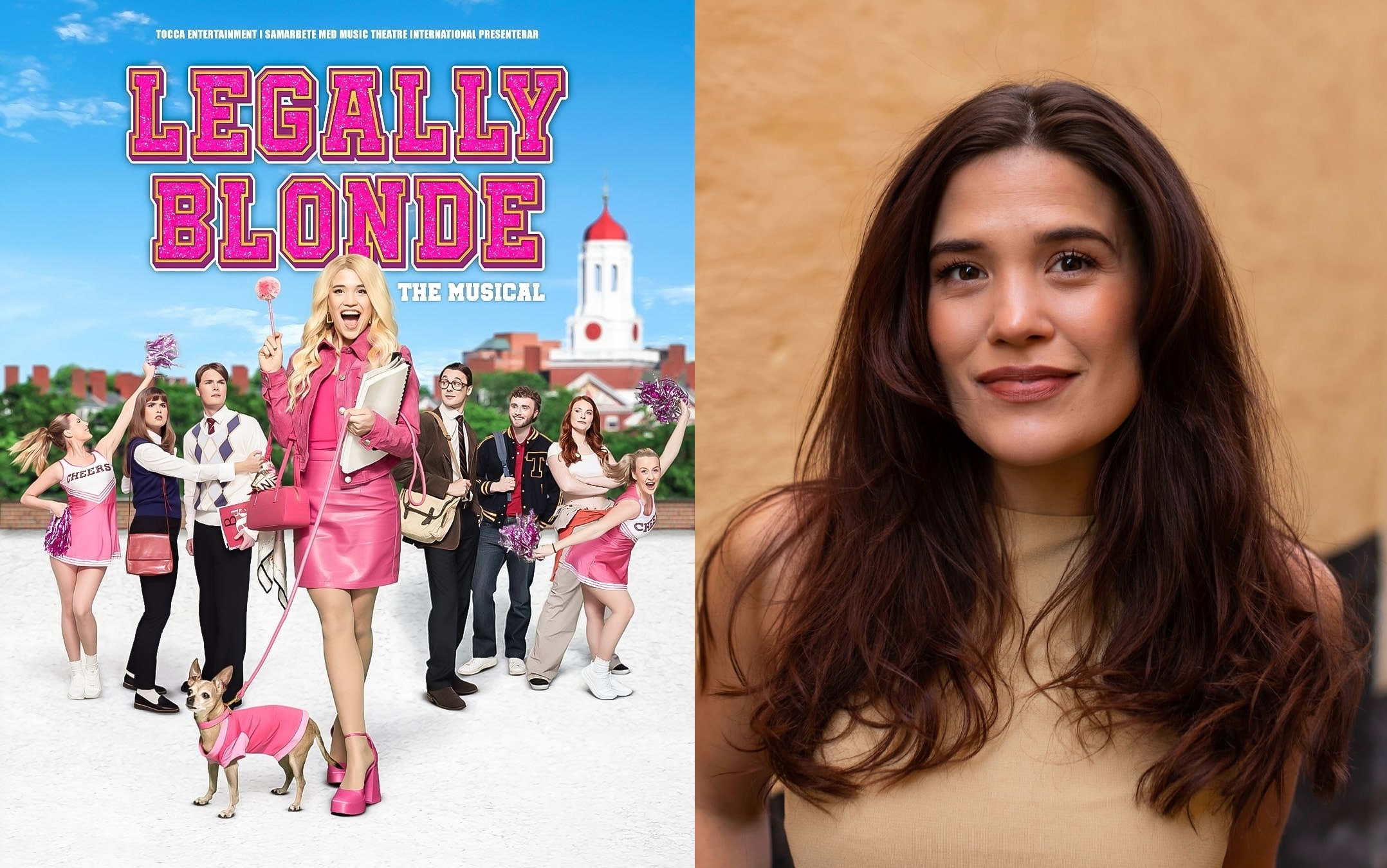 Lovisa Lekfalk g&ouml;r rollen som den mode&auml;lskande Elle Woods. Foto: press/montage