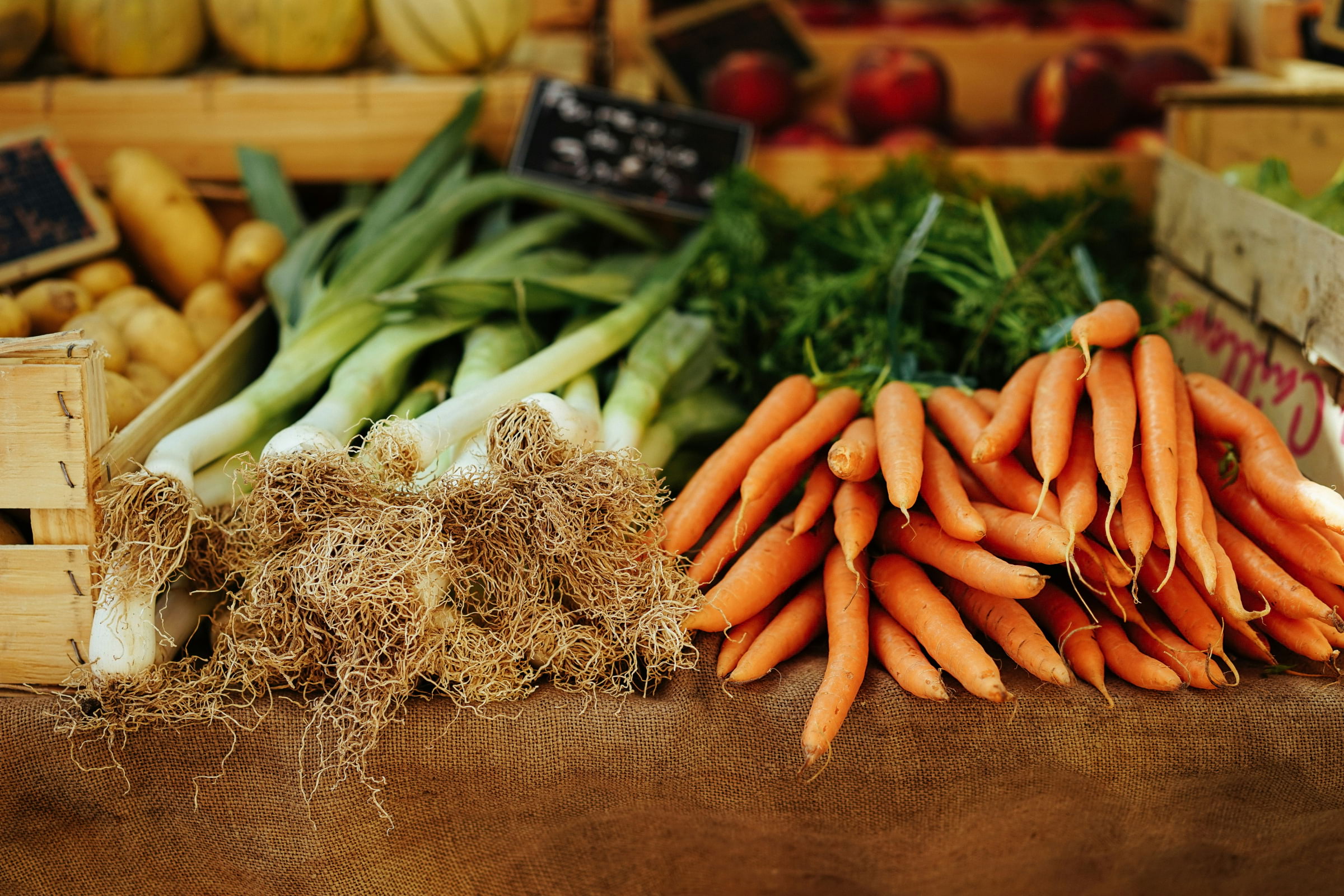 Fresh vegetables on a market stall