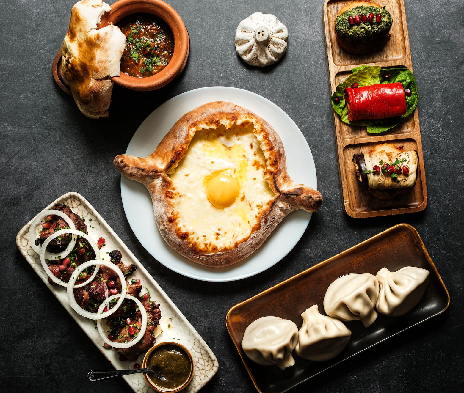 A selection of typical Georgian dishes