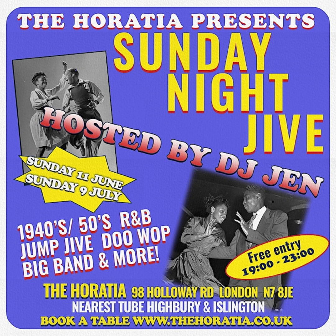Dance to 1950s r'n'r, doo wop, and jive at The Horatia's Sunday Night Jive