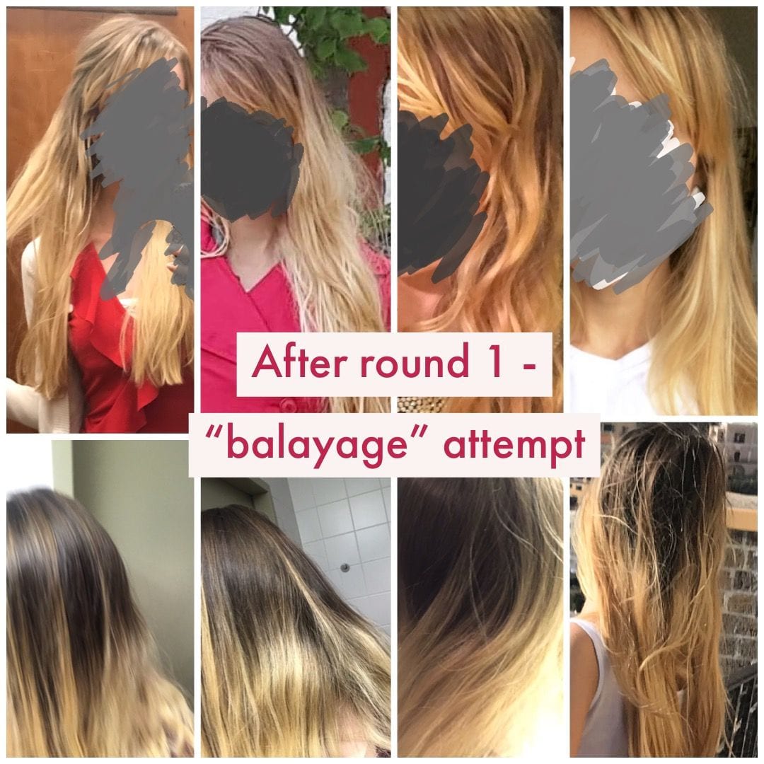 Photo 2: how it looked after "balayage" - basically just blonde which grew out to look horrible – Bild från Salong Baresso av Solan R. (2018-11-26)