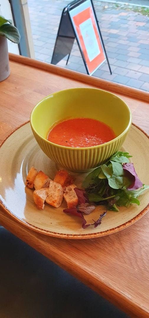 Lins- och tomatsoppa – Bild från Café Knus av Maria S. (2019-10-13)