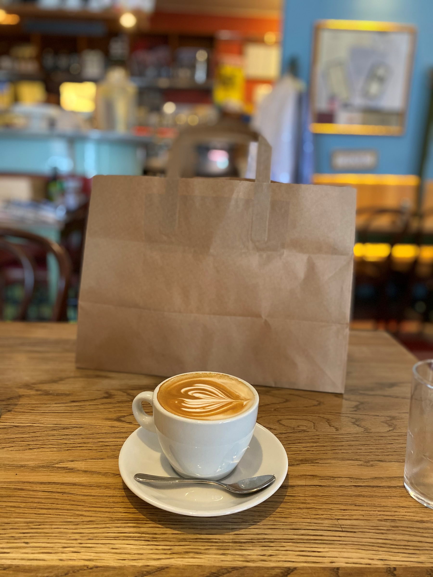 Cappuccino med blåbärpaj – Photo from Café Saturnus by Madiha S. (14/01/2021)