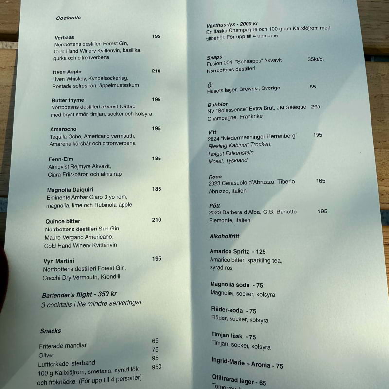 Meny sommaren 2025 – Bild från Vyn Restaurant av Cocktailguiden S. (2025-08-03)