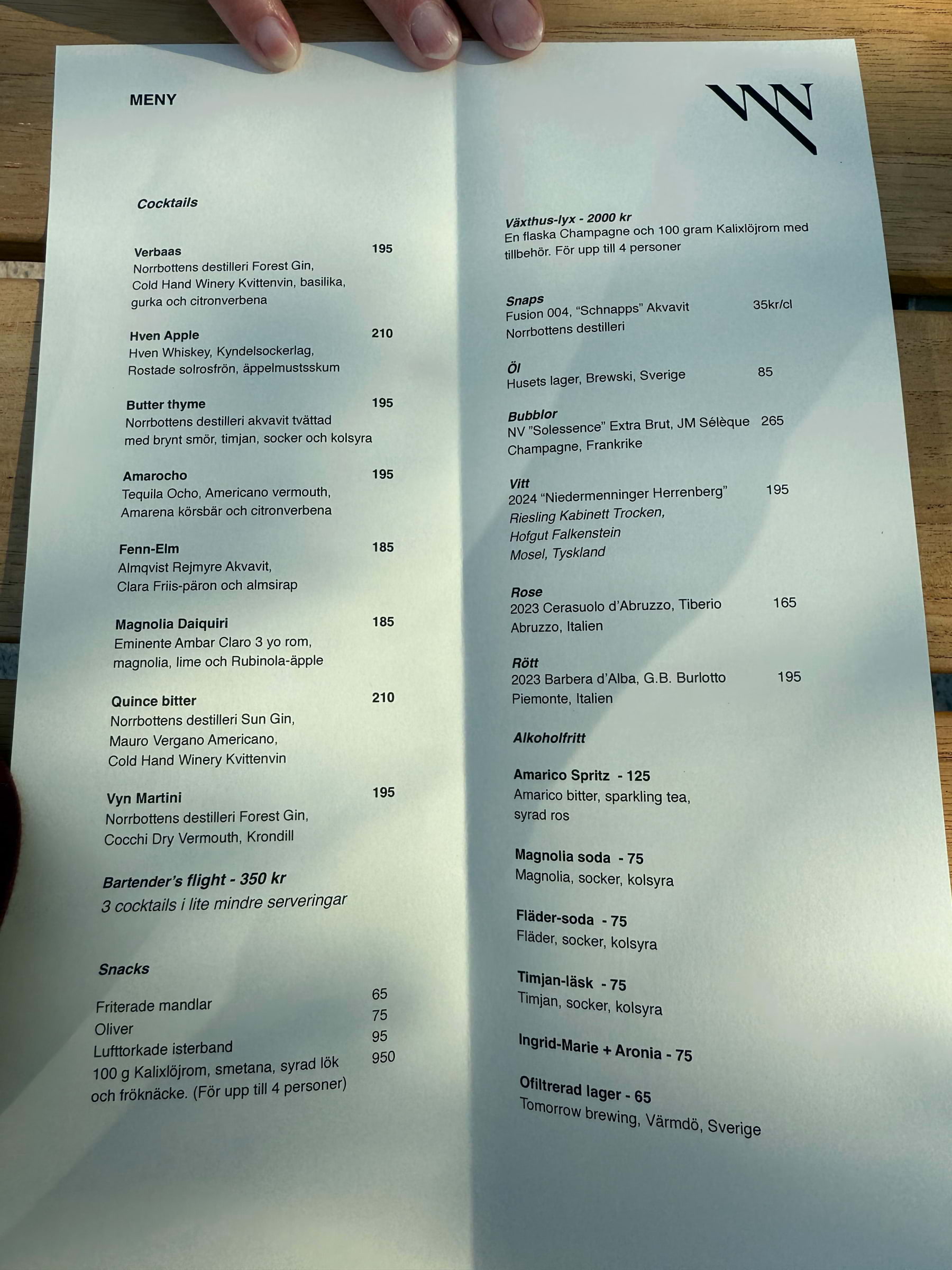 Meny sommaren 2025 – Bild från Vyn Restaurant av Cocktailguiden S. (2025-08-03)