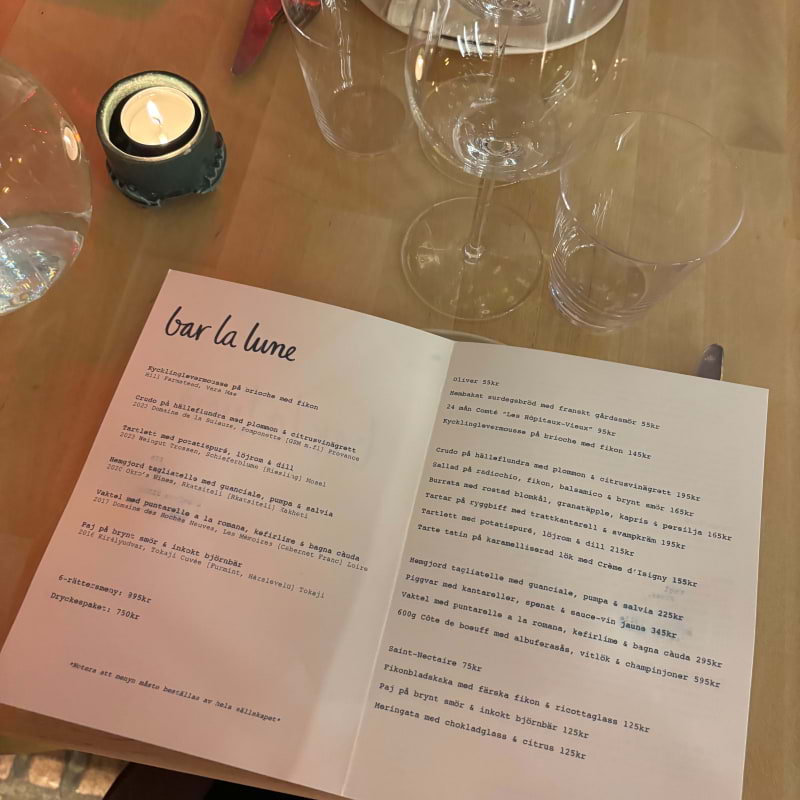 Meny – Bild från Bar La Lune av Lisa M. (2025-10-18)