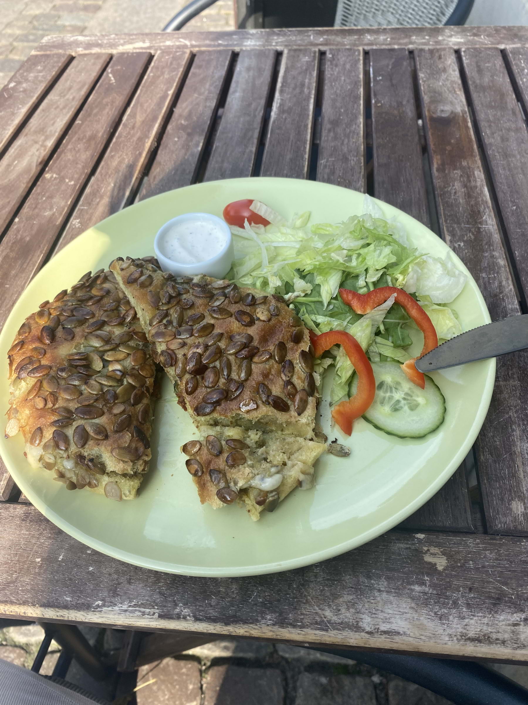 Grillad macka med pesto, mozzarella och tomat – Photo from Café And The Bakery by Klara B. (02/09/2024)