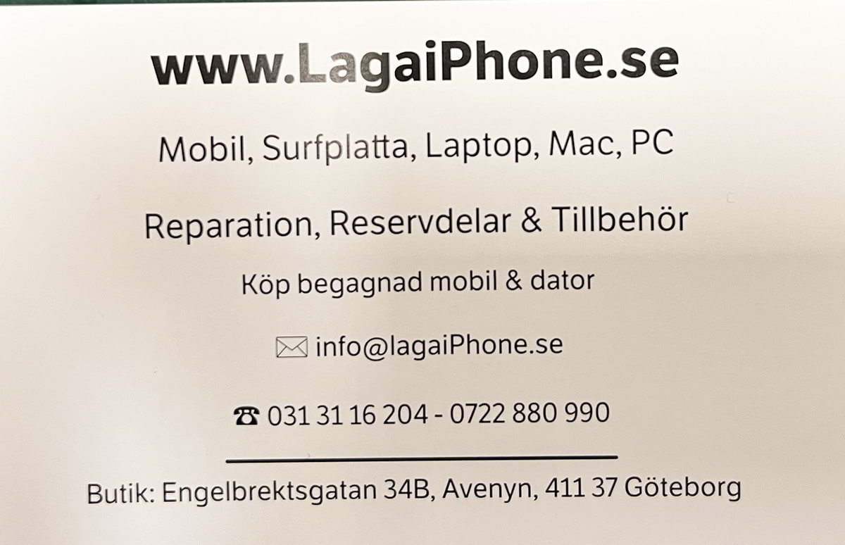 LagaiPhone.se visitkort – Photo from LagaiPhone.se by Poorya K. (01/09/2025)