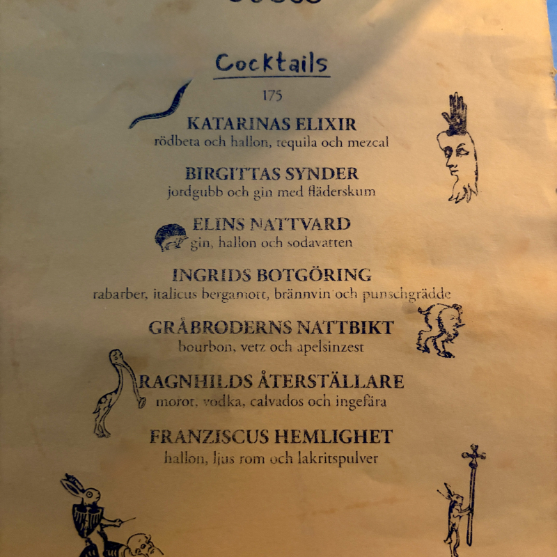 Cocktailmeny sommaren 2026 &ndash; Billede fra V&aring;r Fru af Cocktailbar&nbsp;G. (13.09.2026)