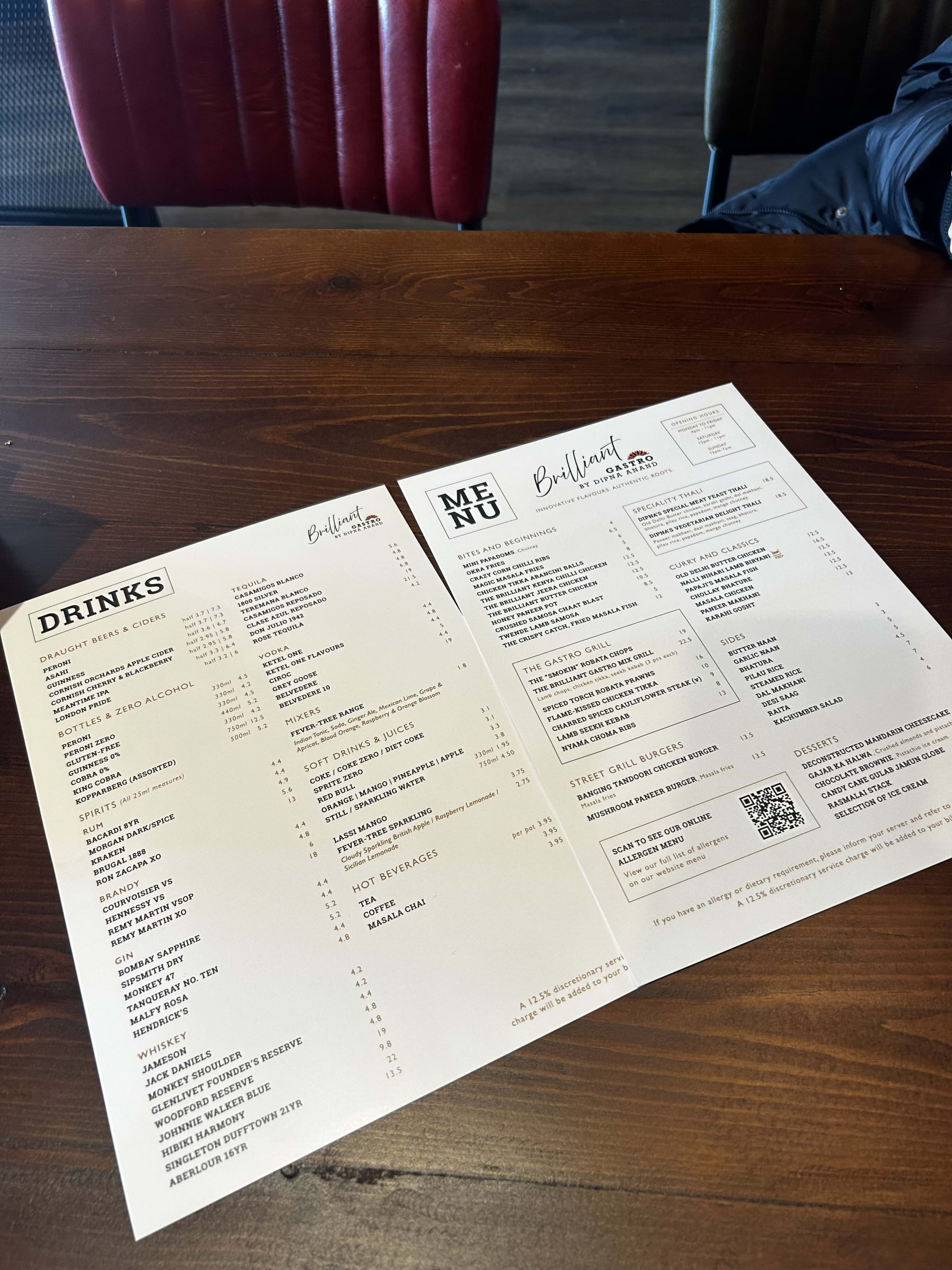 Menu – Photo from Brilliant Gastro by Raman G. (26/04/2025)