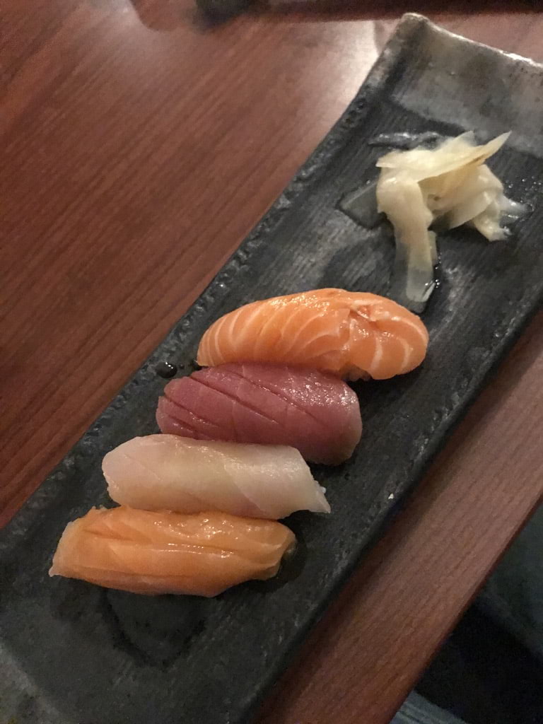 Nigiri (bland annat svärdfisk, tonfisk, lax) – Photo from Minako by Jessica K. (31/08/2020)