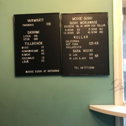 Menu – Photo from Mogge Sushi Östermalm by Amanda T. (08/03/2019)