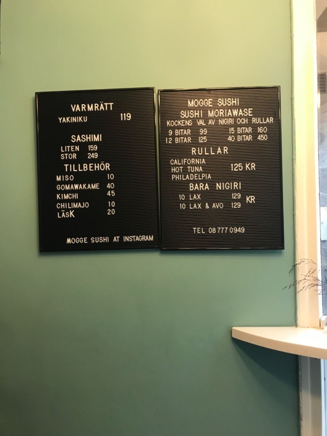Menu – Photo from Mogge Sushi Östermalm by Amanda T. (08/03/2019)