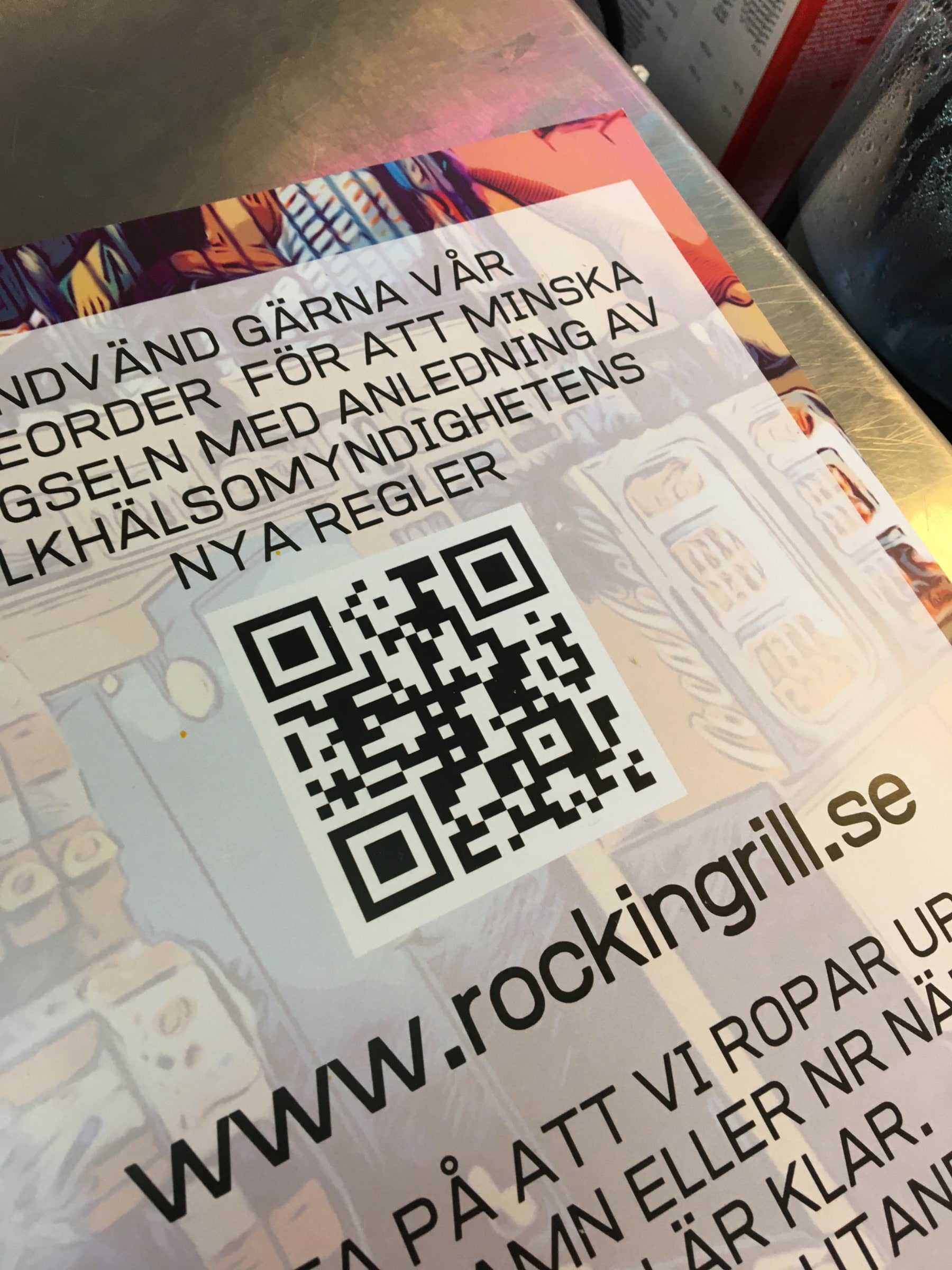 QR-koden  – Bild från Rockin Grill Norra Djurgårdsstaden av Anna T. (2020-10-12)