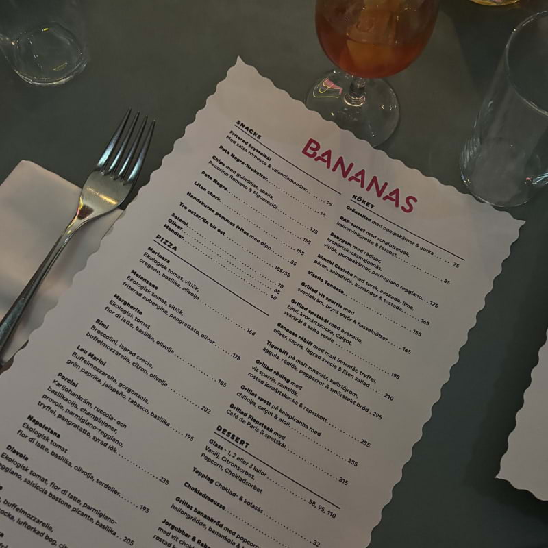 Meny p&aring; Bananas &ndash; Bild fr&aring;n Bistro Bananas av Lisa&nbsp;M. (2026-04-30)