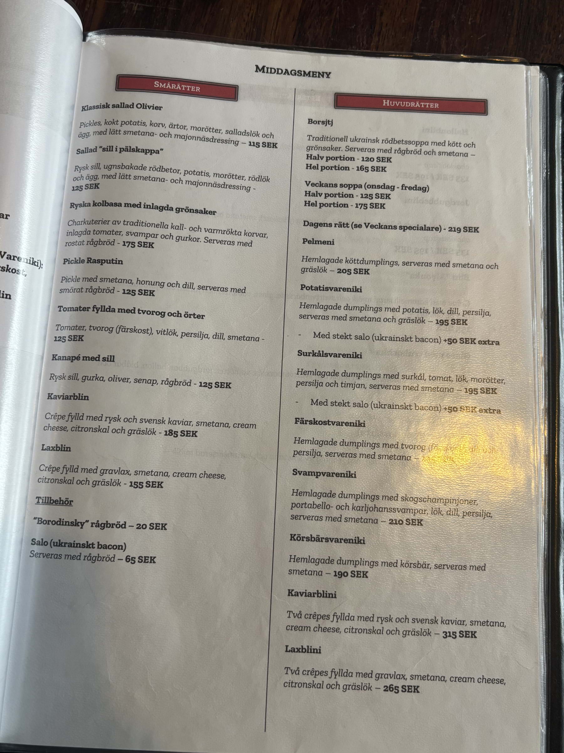 Café Eurobar meny – Photo from Café Eurobar by Lisa M. (07/12/2025)