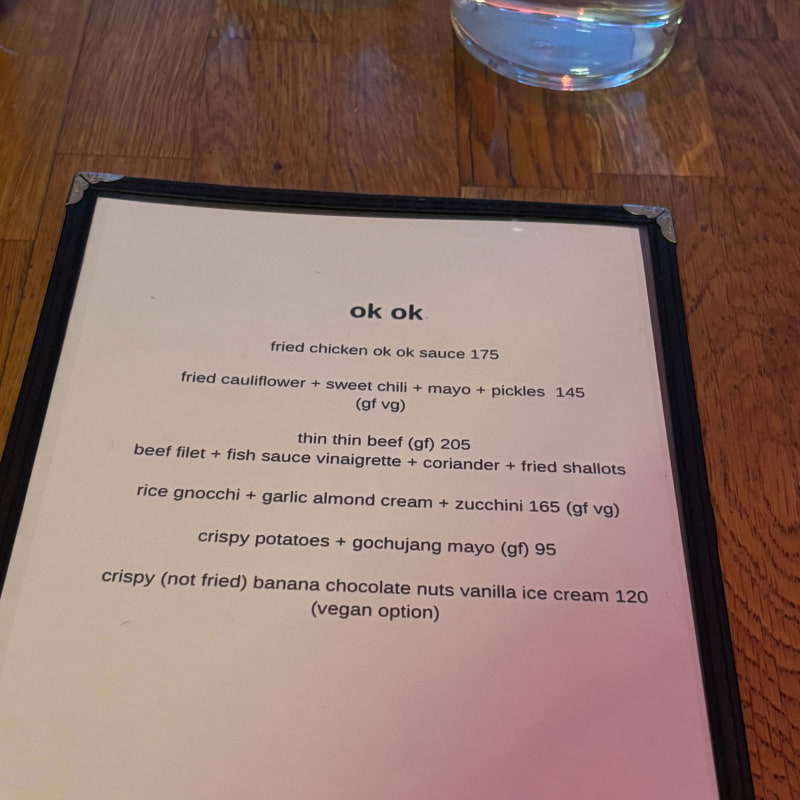 Ok ok meny &ndash; Bild fr&aring;n Ok ok av Lisa&nbsp;M. (2026-03-22)