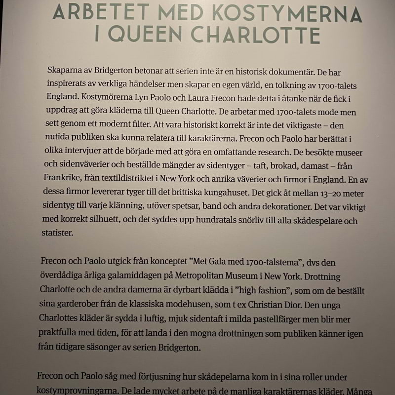 Djupare läsning om arbetena med kostymerna🤩 – Bild från Skoklosters slott av Anna L. (2025-07-15)
