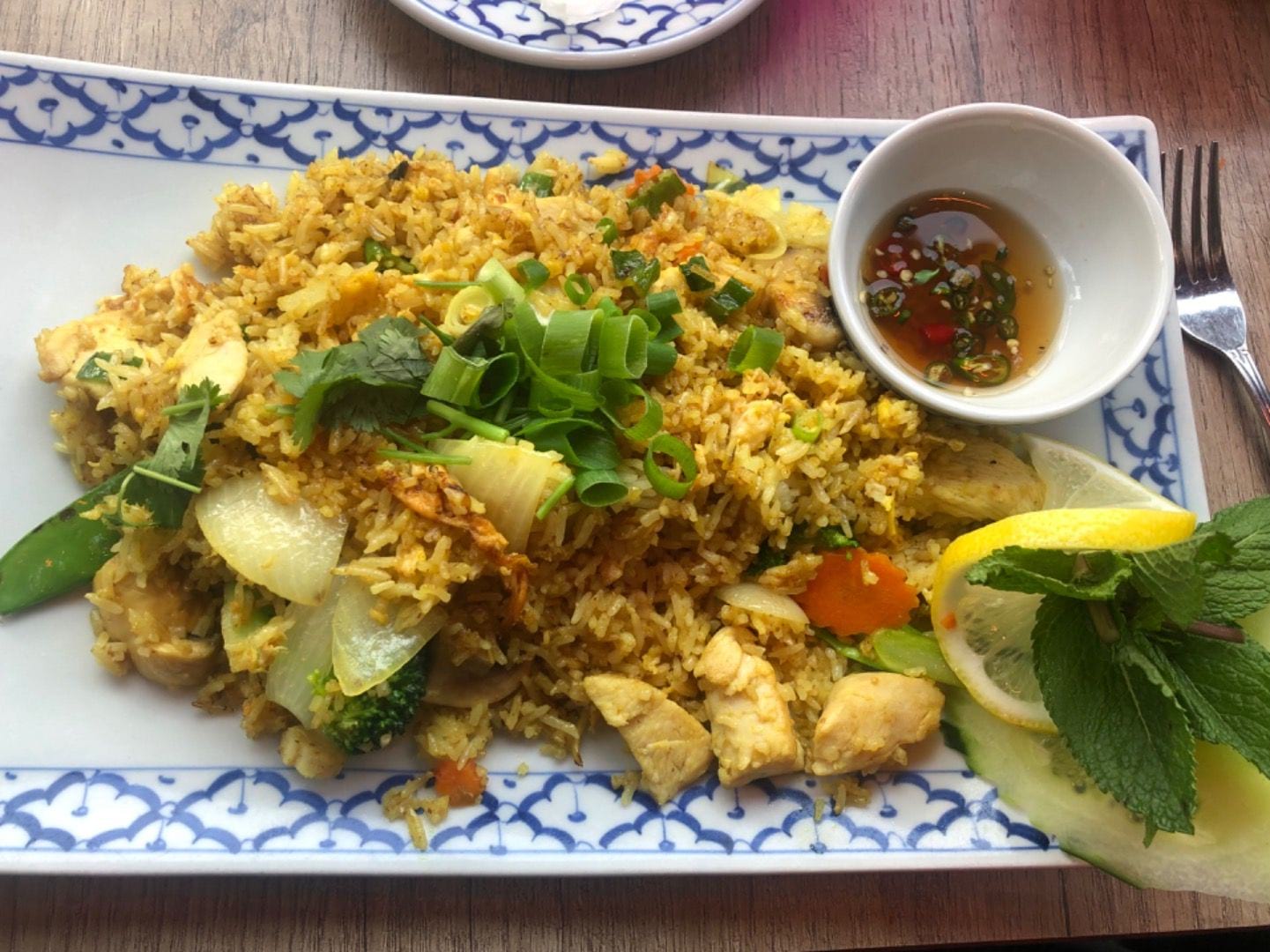 Fried rice med kyckling. Älskar den – Bild från Waan Thai av Annelie V. (2019-08-20)